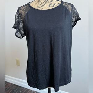 Black shirt with lace sleeves